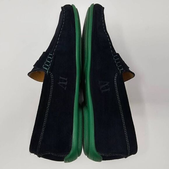 AUSTEN HELLER PENNY LOAFERS MOC DRIVERS BLUE SUEDE GREEN CONTRASTING MENS 8.5 - Picture 6 of 8